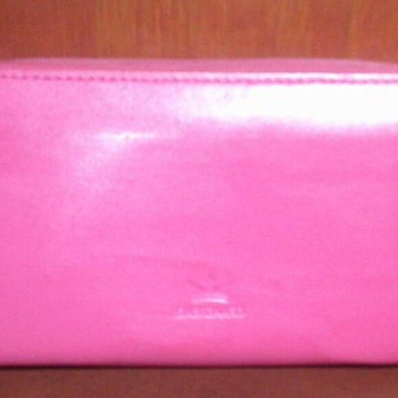 MK Burgundy Small Wallet, Baekgaard Pink Wallet and Coach White Black Wristlet - Picture 4 of 11